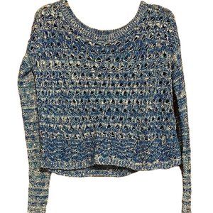 Hollister Blue Lightweight Knit Cropped Pullover Sweater Long Sleeve Large